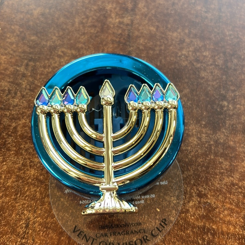 Hanukkah Menorah Holiday Themed Blue Scent Portable Bath & Body Works Car Clip